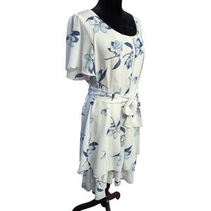 Katie Floral Blue And White Femine Flowy Dress Spring Summer